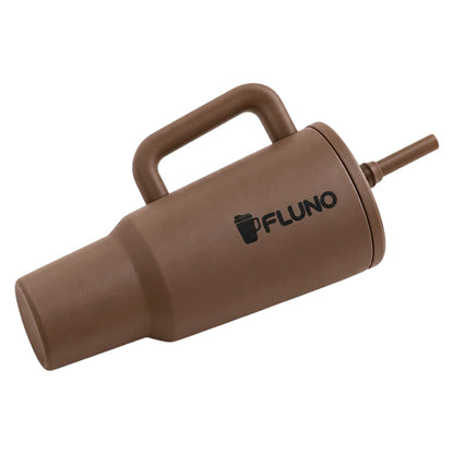 Fluno Brown Coffee Tumbler with Lid, Straw and Handle